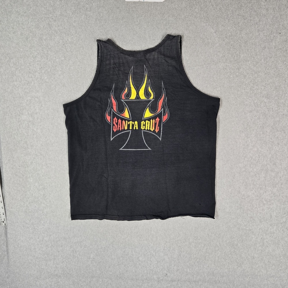 VINTAGE Santa Cruz Men Tank Top L Black Sleeveless Logo READ